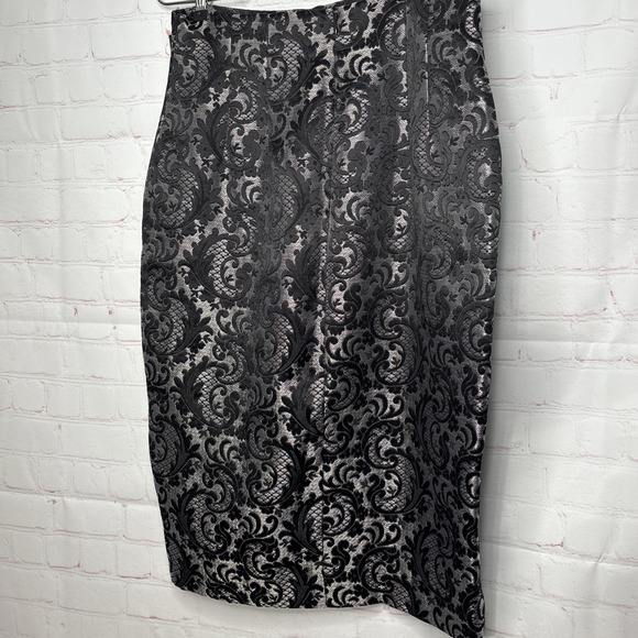 Worthington Skirt Size 10 Black Gray Jacquard‎ Pencil Skirt Stretch Waist NWT - Picture 4 of 6
